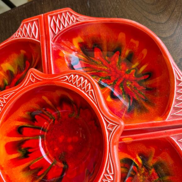 Vintage 1960s California originals 755 759 appetizer chip dip tray orange - Picture 4 of 11